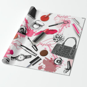 Naadloos patroon met geverfde make-up cadeaupapier