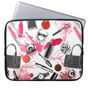 Naadloos patroon met geverfde make-up laptop sleeve