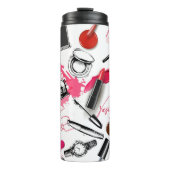 Naadloos patroon met geverfde make-up thermosbeker (Voorkant)