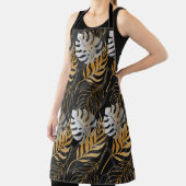 Naadloos patroon met goud, zilveren tropisch plant schort (Insitu)