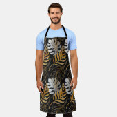 Naadloos patroon met goud, zilveren tropisch plant schort (Gedragen)