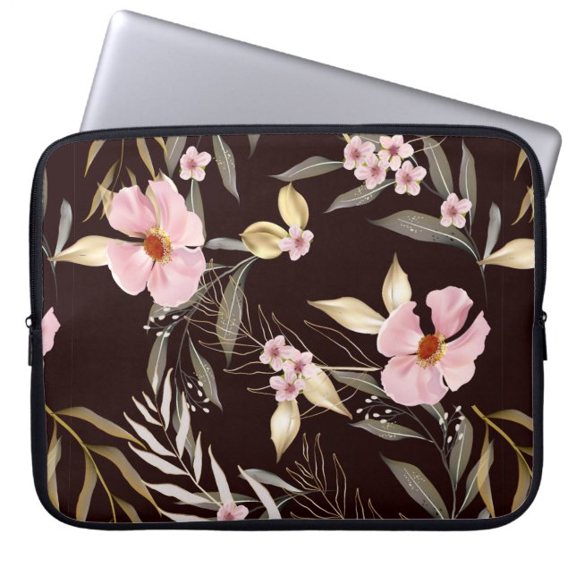  naadloos patroon met goudbladeren. exotisch laptop sleeve (Voorkant)