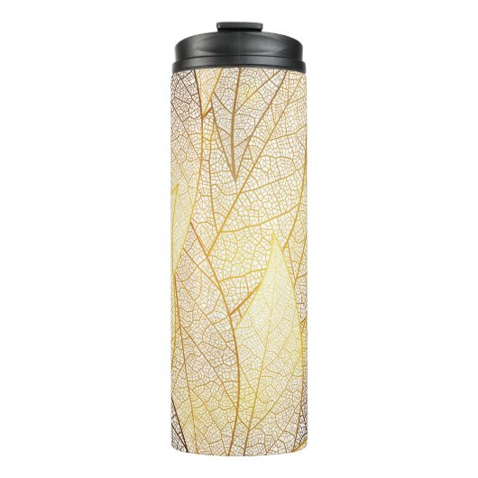Naadloos patroon met goudbladeren thermosbeker (Voorkant)