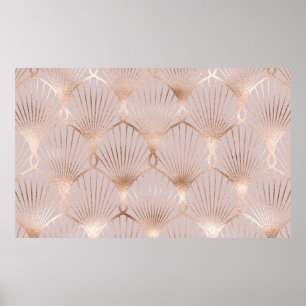 Naadloos patroon met gouden bladvormen poster