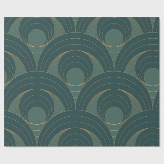 Naadloos patroon met gouden en groene cirkels op cadeaupapier (Vlak)