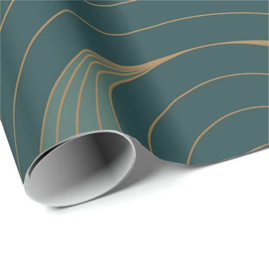 Naadloos patroon met gouden en groene cirkels op cadeaupapier (Rol Hoek)