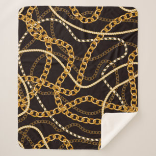 Naadloos patroon met gouden ketens. sherpa deken