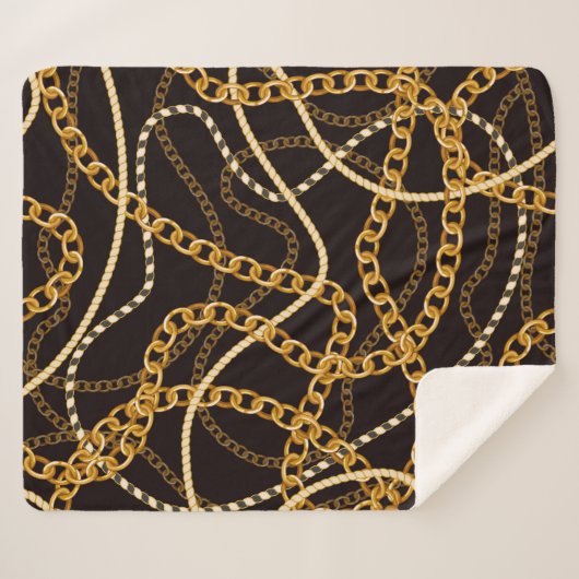 Naadloos patroon met gouden ketens. sherpa deken (Voorkant (horizontaal))