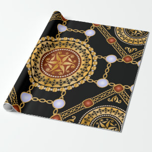 Naadloos patroon met gouden kettingen van edelsten cadeaupapier