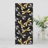 Naadloos patroon met gouden libellen aankondiging (Staand voorkant)