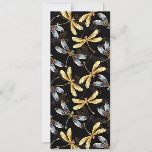 Naadloos patroon met gouden libellen aankondiging (Voorkant)