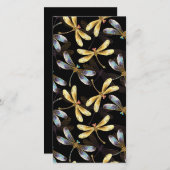 Naadloos patroon met gouden libellen aankondiging (Voorkant / Achterkant)