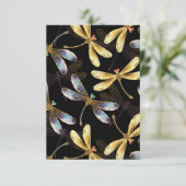 Naadloos patroon met gouden libellen bedankkaart (Staand voorkant)