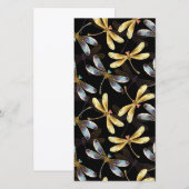 Naadloos patroon met gouden libellen bedankkaart (Voorkant / Achterkant)