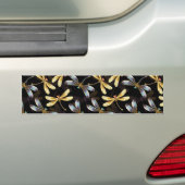 Naadloos patroon met gouden libellen bumpersticker (Op auto)