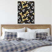 Naadloos patroon met gouden libellen canvas afdruk (Insitu (Slaapkamer))