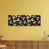Naadloos patroon met gouden libellen canvas afdruk (Insitu (Woonkamer))