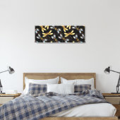Naadloos patroon met gouden libellen canvas afdruk (Insitu (Slaapkamer))