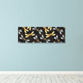 Naadloos patroon met gouden libellen canvas afdruk (Insitu (Houten vloer))