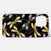 Naadloos patroon met gouden libellen Case-Mate iPhone case (Achterkant (horizontaal))