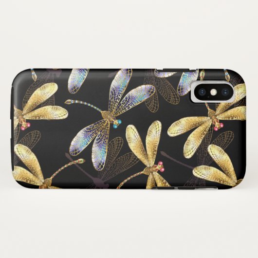 Naadloos patroon met gouden libellen Case-Mate iPhone case (Achterkant (horizontaal))