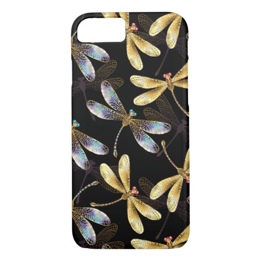 Naadloos patroon met gouden libellen Case-Mate iPhone case (Achterkant)