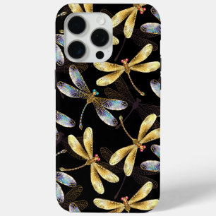 Naadloos patroon met gouden libellen iPhone 15 pro max hoesje