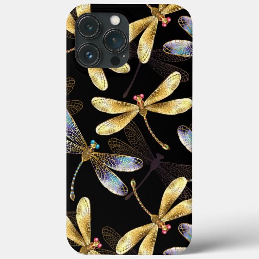 Naadloos patroon met gouden libellen Case-Mate iPhone case (Achterkant)