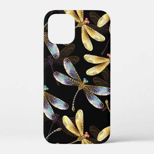 Naadloos patroon met gouden libellen Case-Mate iPhone case (Achterkant)