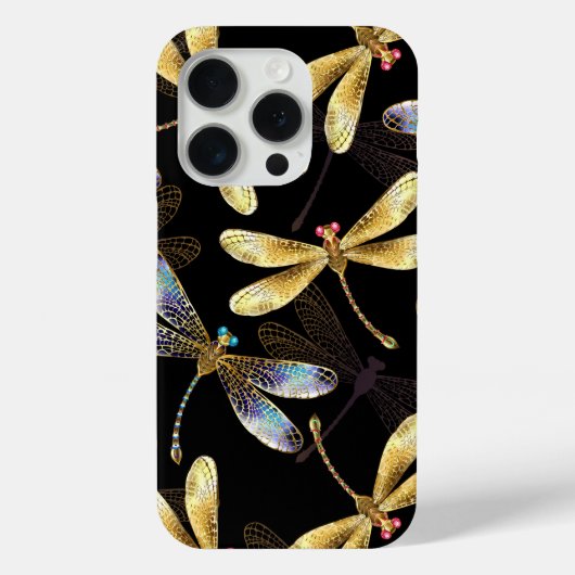 Naadloos patroon met gouden libellen Case-Mate iPhone case (Achterkant)