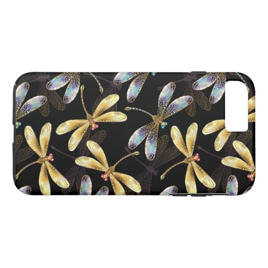 Naadloos patroon met gouden libellen Case-Mate iPhone case (Achterkant (Horizontaal))