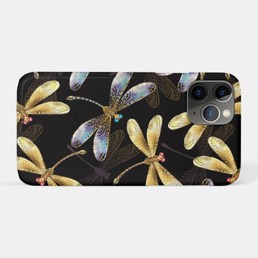 Naadloos patroon met gouden libellen Case-Mate iPhone case (Achterkant (horizontaal))