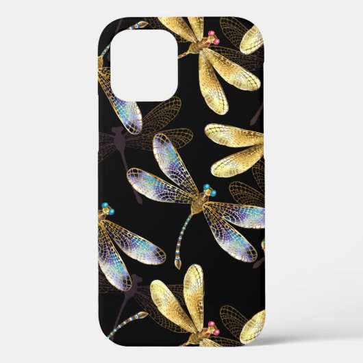 Naadloos patroon met gouden libellen Case-Mate iPhone case (Achterkant)