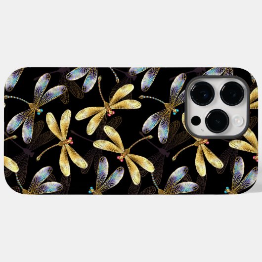 Naadloos patroon met gouden libellen Case-Mate iPhone case (Achterkant (horizontaal))