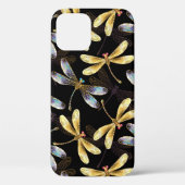 Naadloos patroon met gouden libellen Case-Mate iPhone case (Achterkant)