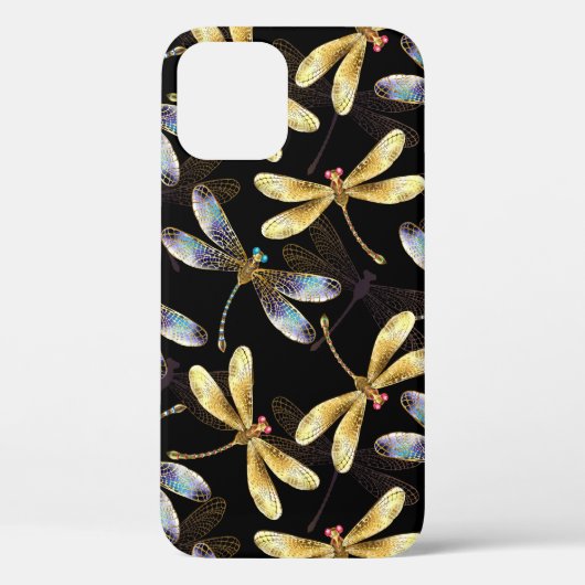 Naadloos patroon met gouden libellen Case-Mate iPhone case (Achterkant)