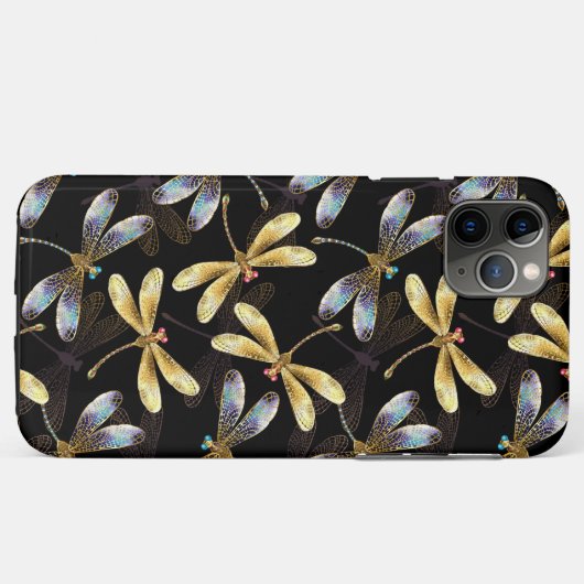 Naadloos patroon met gouden libellen Case-Mate iPhone case (Achterkant (horizontaal))