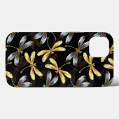 Naadloos patroon met gouden libellen Case-Mate iPhone case (Achterkant (horizontaal))