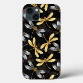 Naadloos patroon met gouden libellen Case-Mate iPhone case (Achterkant)