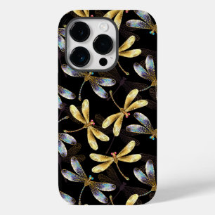 Naadloos patroon met gouden libellen Case-Mate iPhone 14 pro hoesje