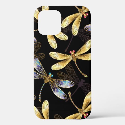 Naadloos patroon met gouden libellen Case-Mate iPhone case (Achterkant)