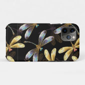 Naadloos patroon met gouden libellen Case-Mate iPhone case (Achterkant (horizontaal))