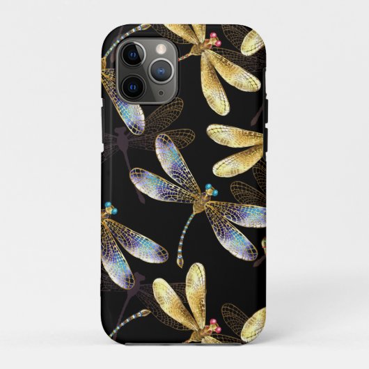 Naadloos patroon met gouden libellen Case-Mate iPhone case (Achterkant)