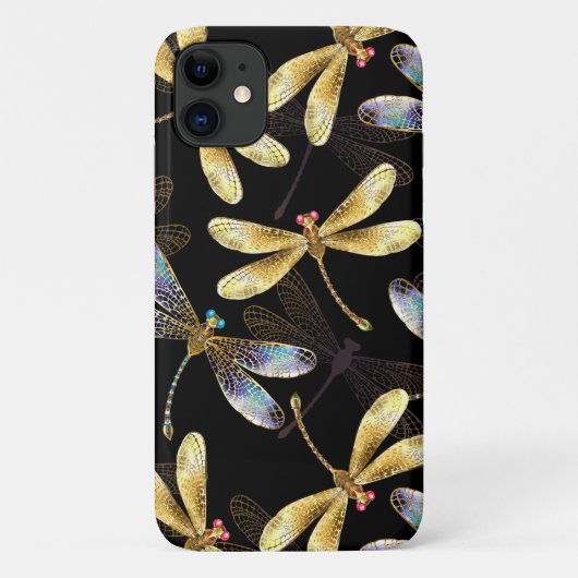 Naadloos patroon met gouden libellen Case-Mate iPhone case (Achterkant)