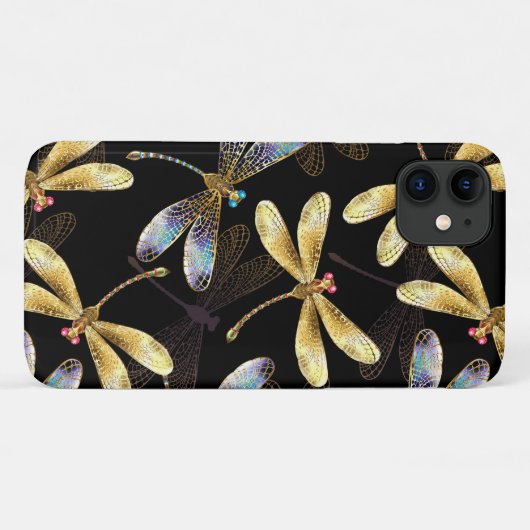 Naadloos patroon met gouden libellen Case-Mate iPhone case (Achterkant (horizontaal))