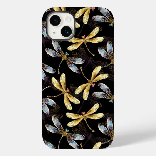 Naadloos patroon met gouden libellen Case-Mate iPhone case (Achterkant)