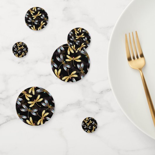 Naadloos patroon met gouden libellen confetti (Groep)