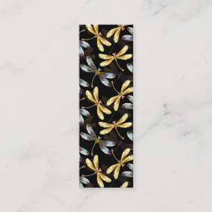 Naadloos patroon met gouden libellen contactkaartje