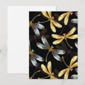 Naadloos patroon met gouden libellen feestdagenkaart (Voorkant / Achterkant)