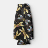 Naadloos patroon met gouden libellen flesjeskoeler (Achterkant)